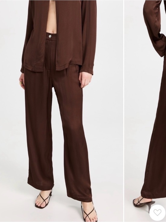 DONNI. Pants - DONNI. Silky Wide-Leg Brown Pants
